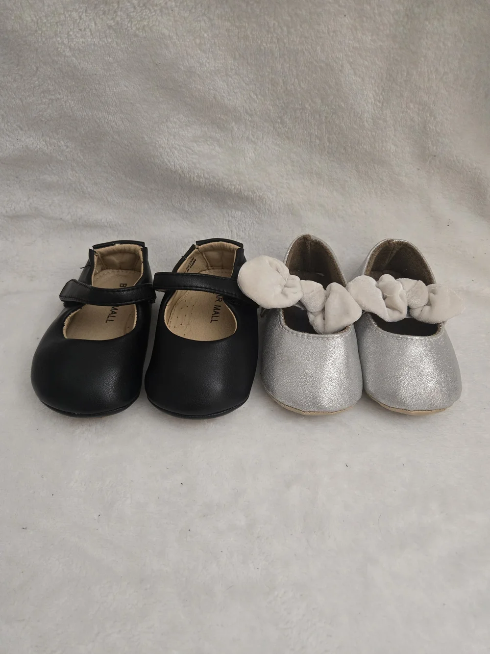 Kids Black Mary Jane Shoe and Silver Bow Ballet Flat Set Shoe  Bunle Size 3